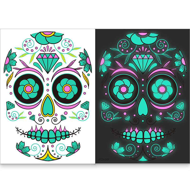 4 Sheets Halloween Temporary Tattoos Glow In Dark, Waterproof Tattoo Stickers