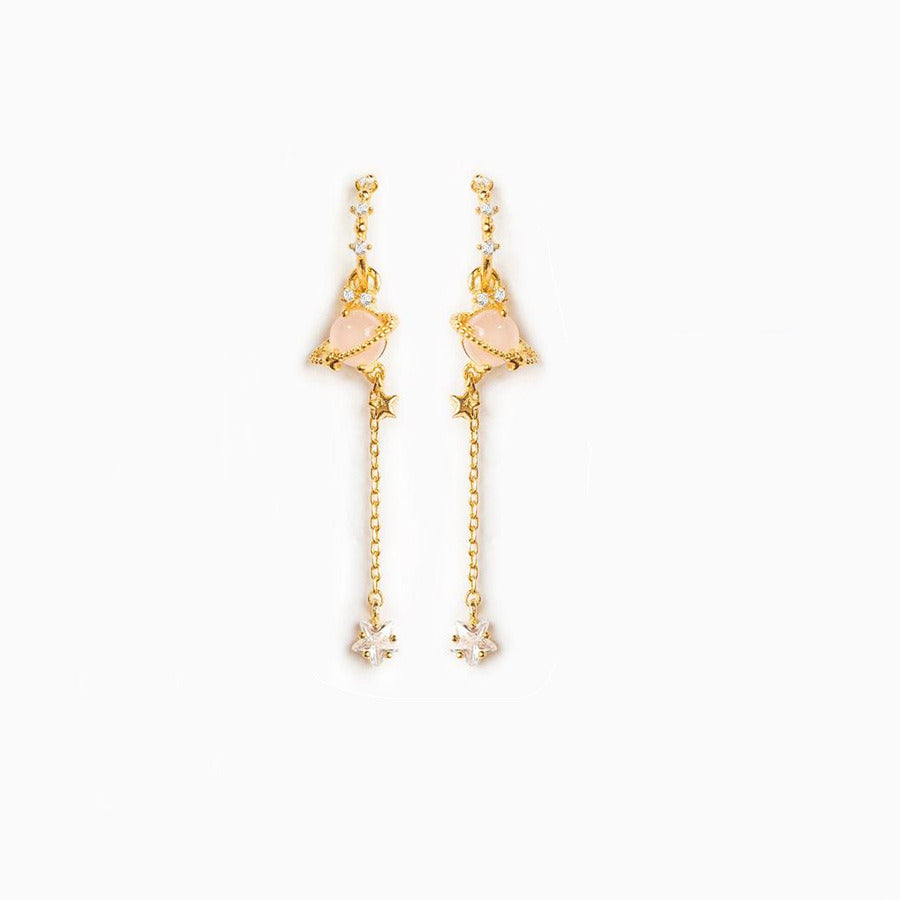 Zircon Chain Stud 925 Silver Pin Earrings Set