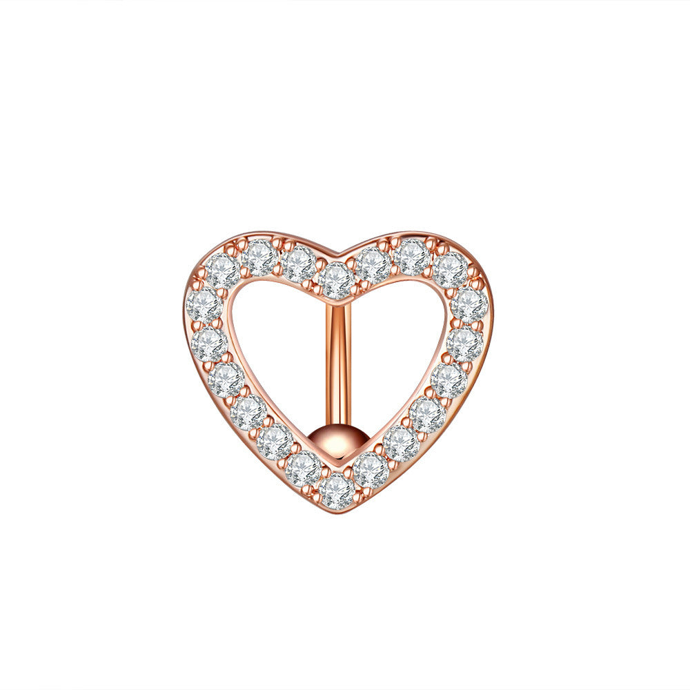 New Heart-shaped Zircon Navel Pin Piercing Ornament