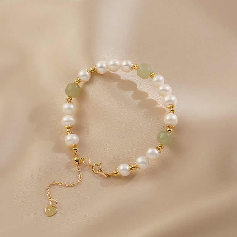 Simple And Luxury Natural Hotan Jade Pearl Bracelet