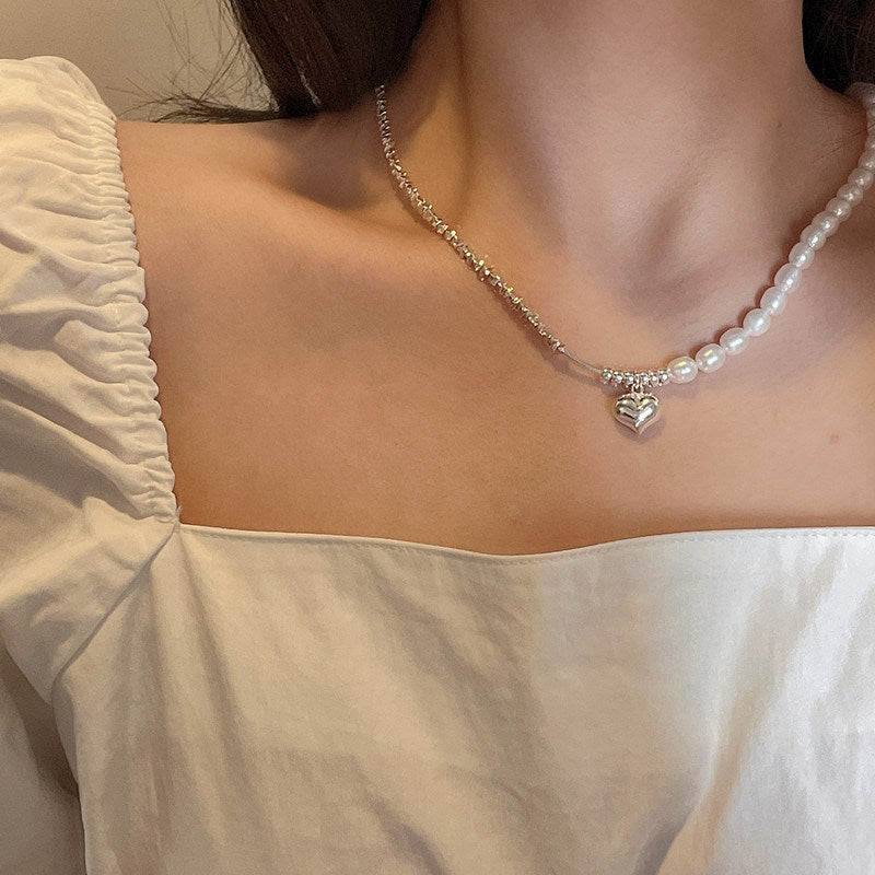 Korean Fashion Pearl Silver Necklace