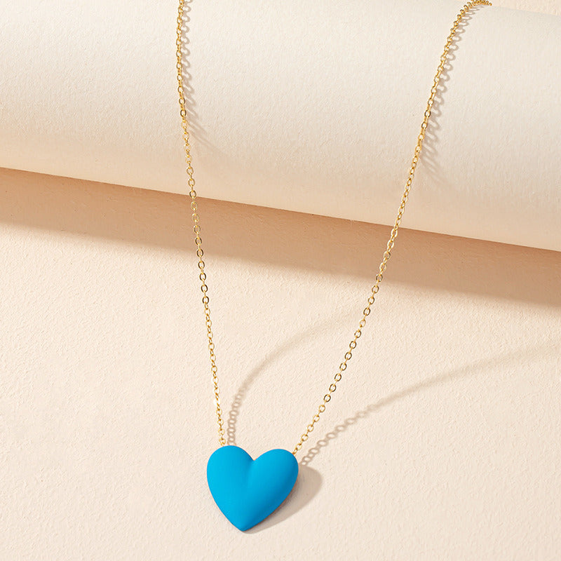 Blue Green Red Yellow Black Love Pendant Necklace Female