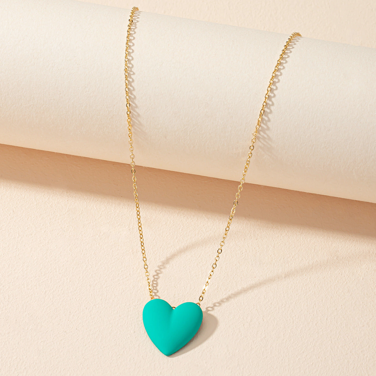 Blue Green Red Yellow Black Love Pendant Necklace Female