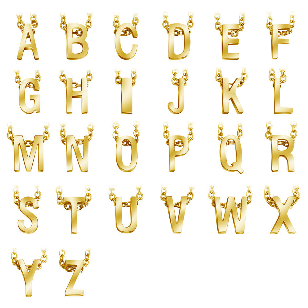 26 English Letter Surname Short Collarbone Chain
