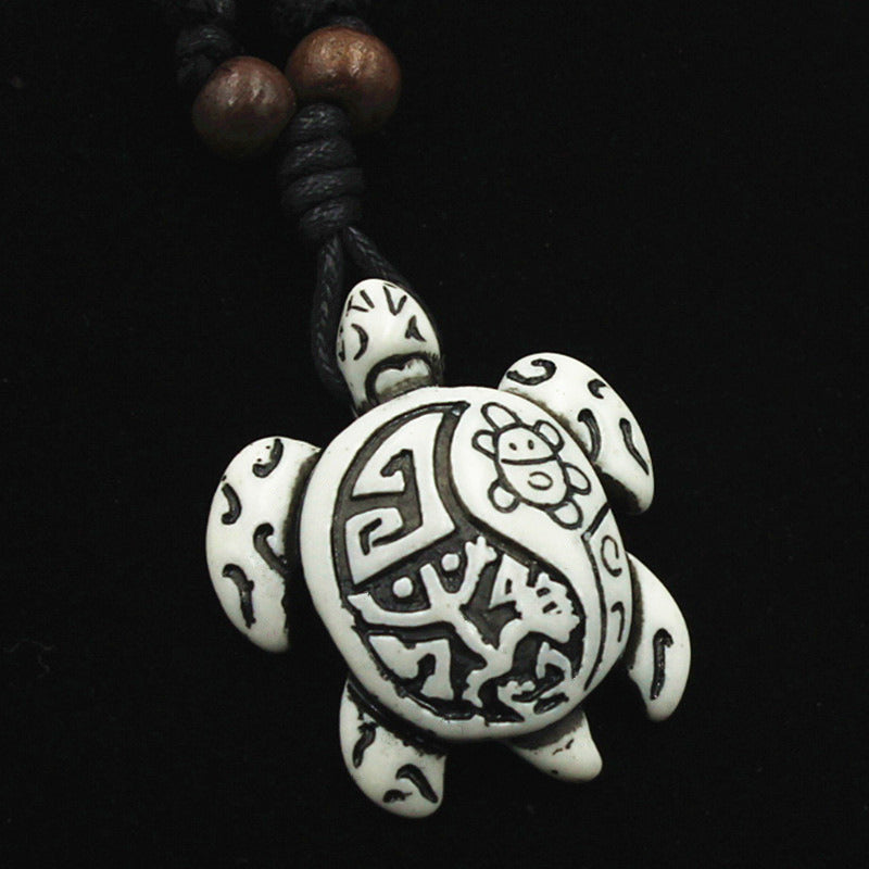 Turtle Necklace Yak Bone Carved Pendant