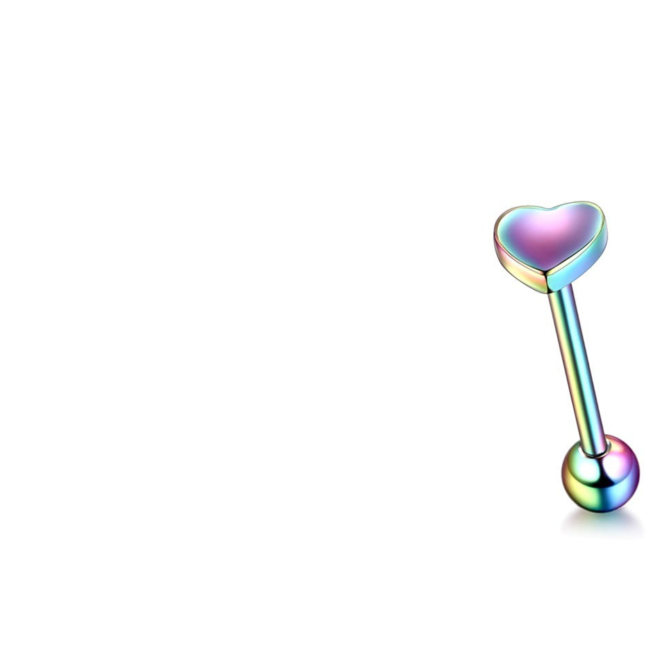 100 316L Cast Stainless Steel Peach Heart Human Body Piercing Accessories Tongue Pin