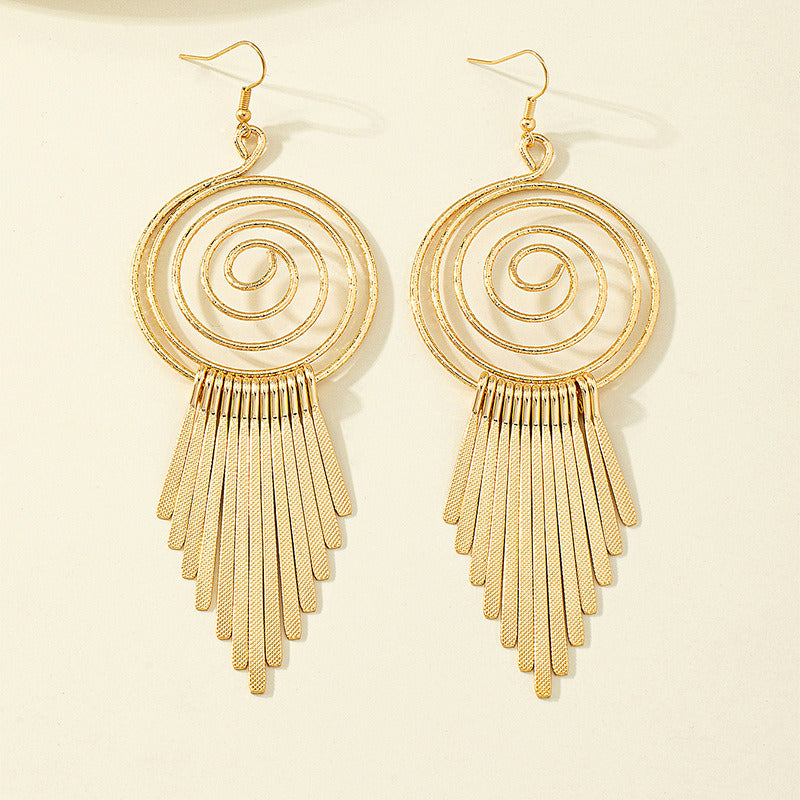 Exaggerated And Personalized Vortex Gear Circle Spiral Earrings