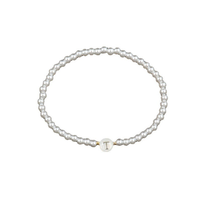 Pearl Bracelet Female English Letters