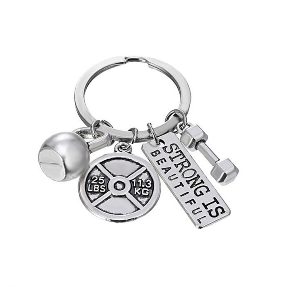 Men And Women Fashion Sports Power Dumbbell Barbell Kettlebell Keychain