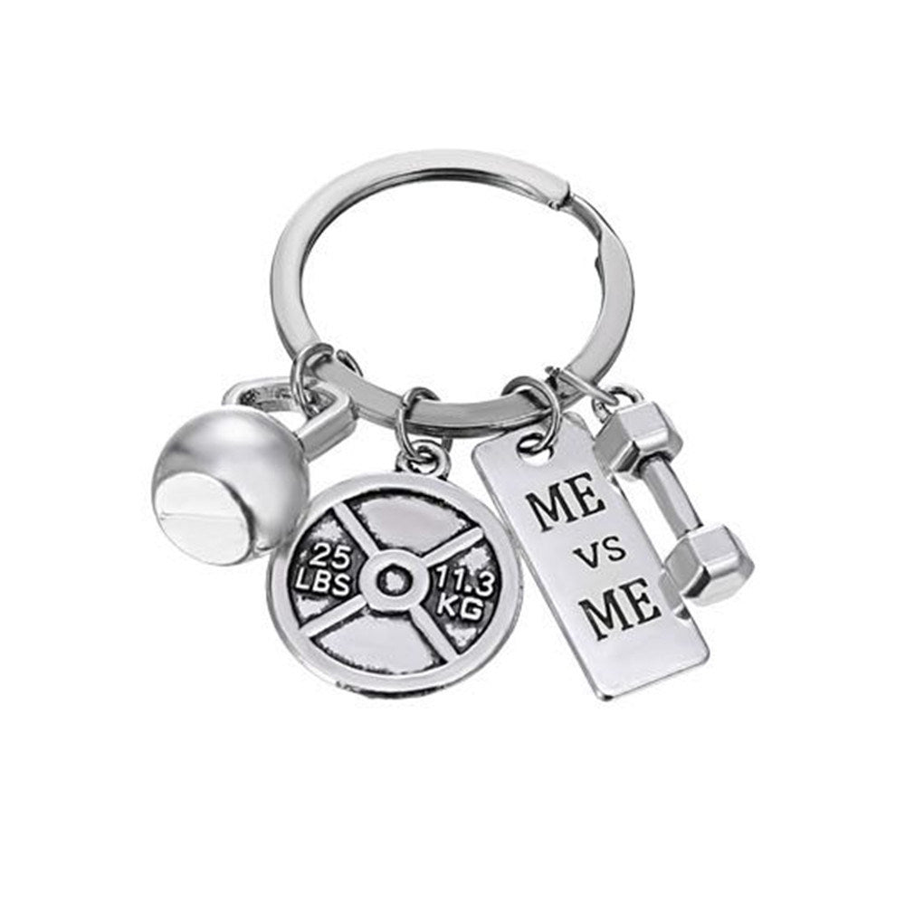 Men And Women Fashion Sports Power Dumbbell Barbell Kettlebell Keychain