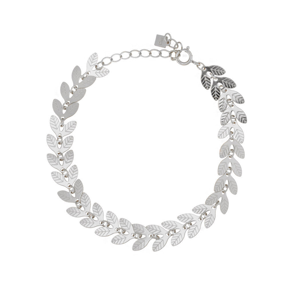 925 Sterling Silver Handmade Leaf Buckle Bracelet