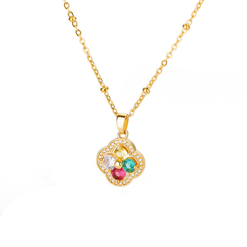 Korean Version Of Four-leaf Clover Series Necklace With Open And Close Magnetic Attraction