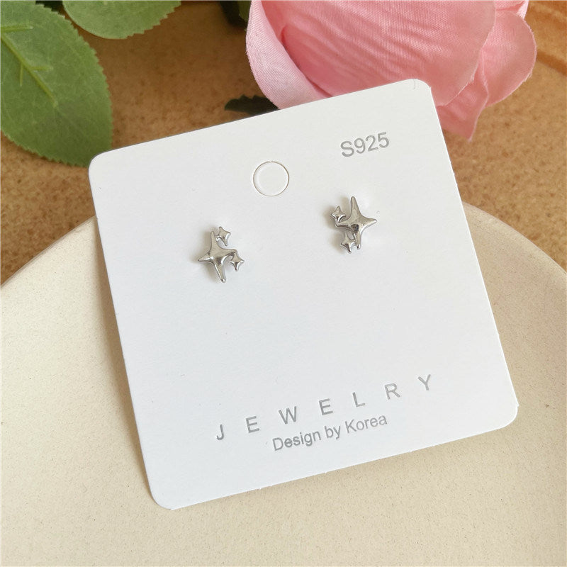 Four Mans Star Ear Studs Female Niche Design Frosty Style Earrings