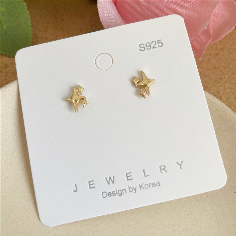 Four Mans Star Ear Studs Female Niche Design Frosty Style Earrings