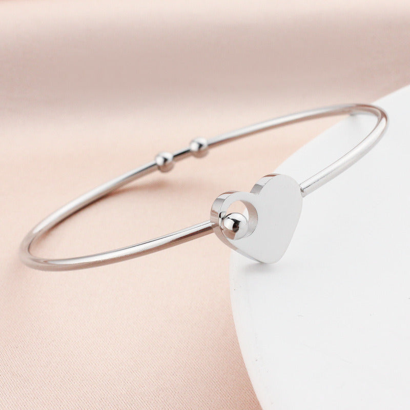 Fashion Titanium Steel Heart Clasp Bracelet