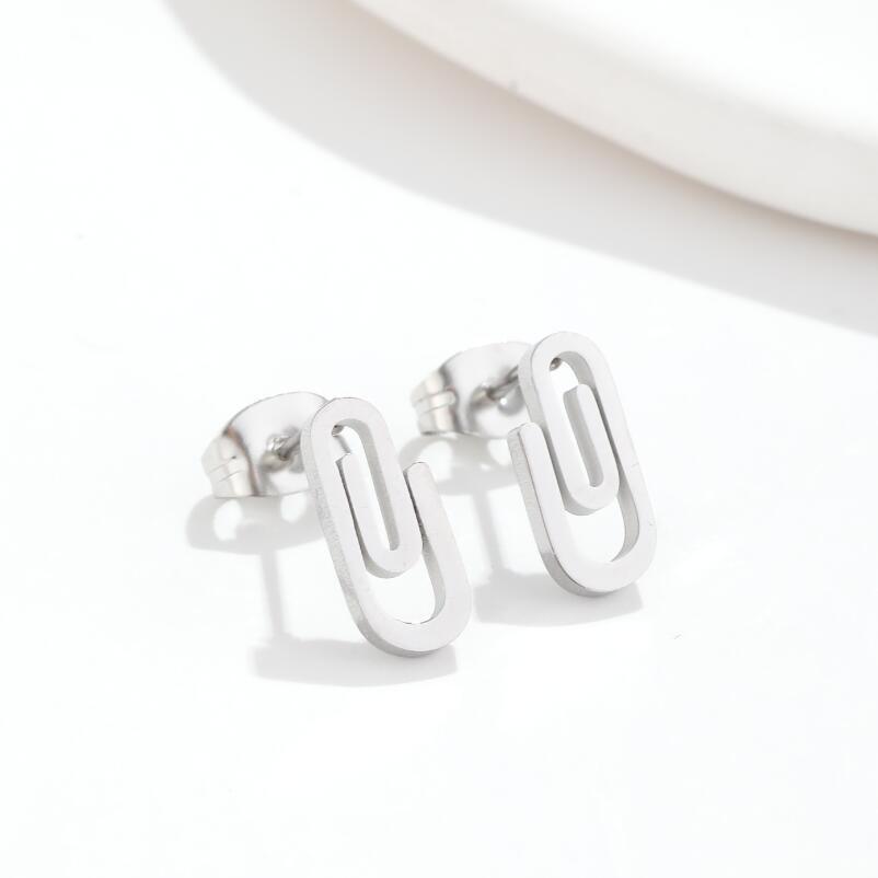 Stainless Steel Clip Ear Studs Geometric Simple Women Earrings