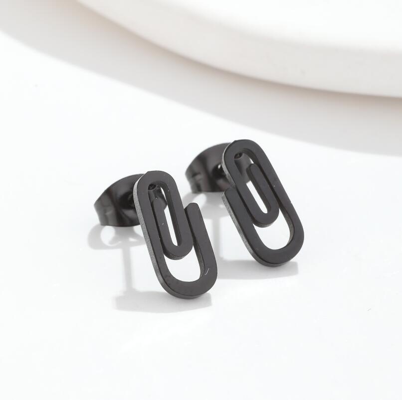 Stainless Steel Clip Ear Studs Geometric Simple Women Earrings