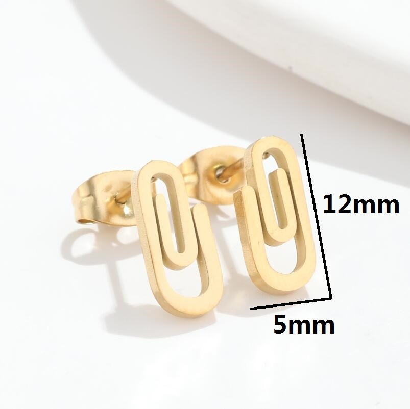 Stainless Steel Clip Ear Studs Geometric Simple Women Earrings