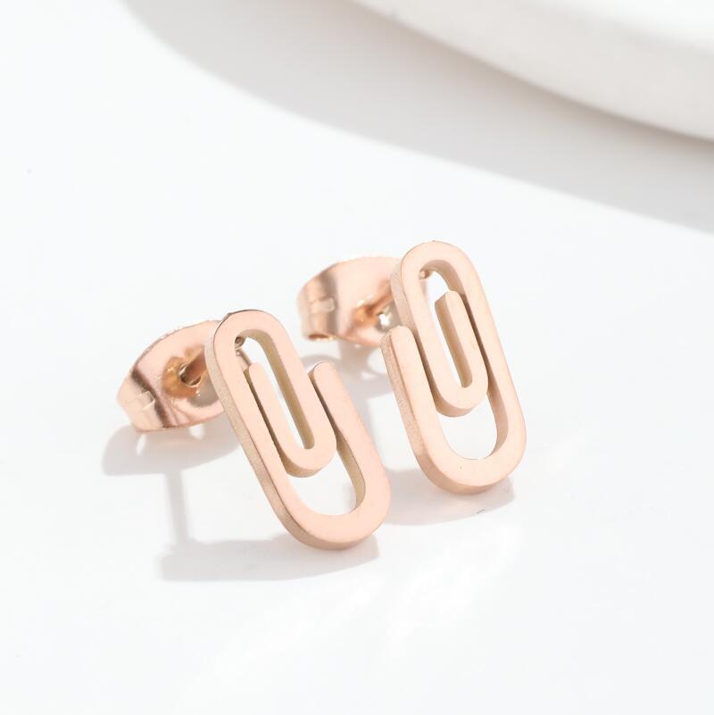 Stainless Steel Clip Ear Studs Geometric Simple Women Earrings