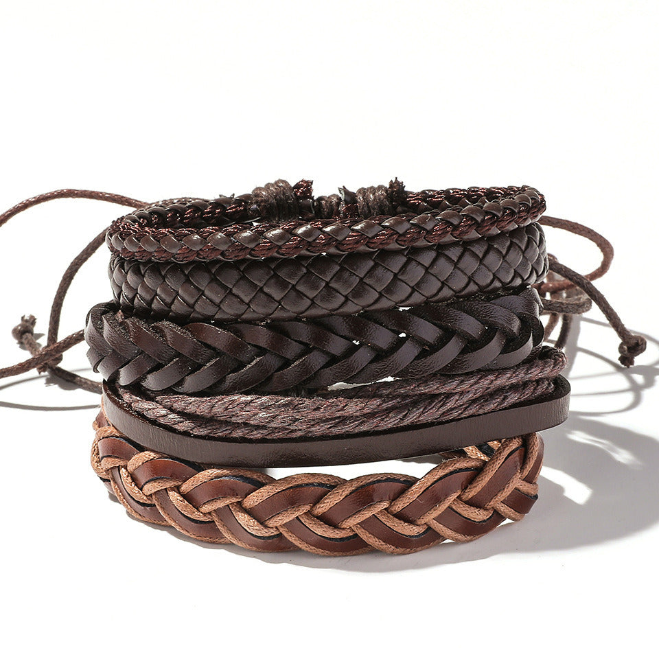 Retro Personalized Cowhide Punk Bracelet Bracelet Multi-layer Braided Leather Bracelet Diy Five-piece Leather Bracelet