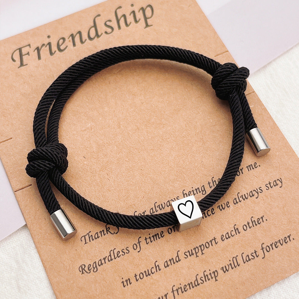 New Simple Stainless Steel Geometric Square Hand-woven Couples Love Bracelet