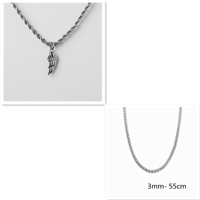 Titanium Steel Men's Classic Wings Pendant Necklace