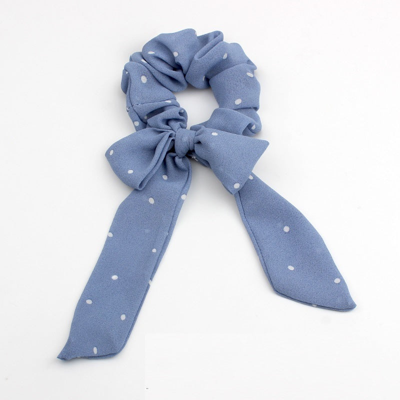 All-match And Cute Bow Ribbon Small Polka Dot Chiffon Ponytail Released Circle Head Accessories