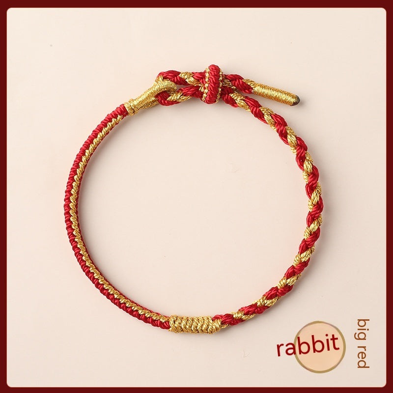 DIY Zodiac Year Red Rope Peach Knot Bracelet