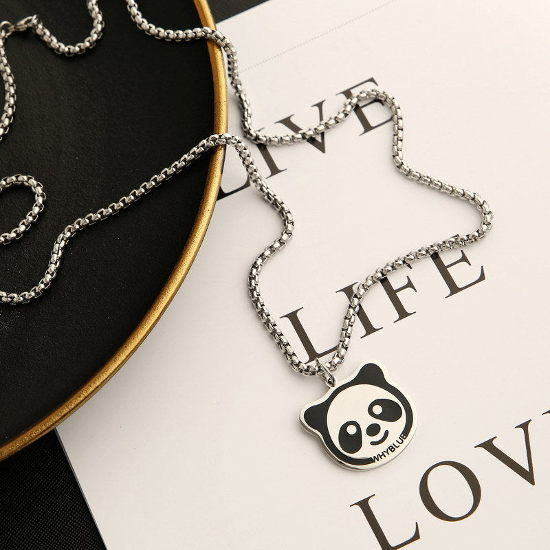 Titanium Steel Colorfast Panda Long Sweater Chain