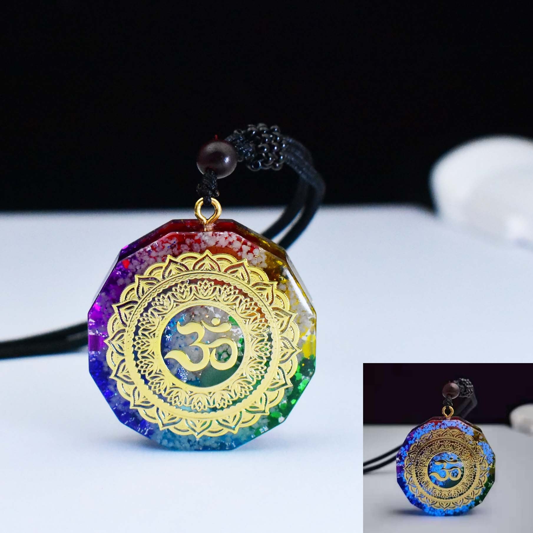 Diameter 35mm Foreign Trade Pendant Necklace Crystal Gravel Epoxy Resin