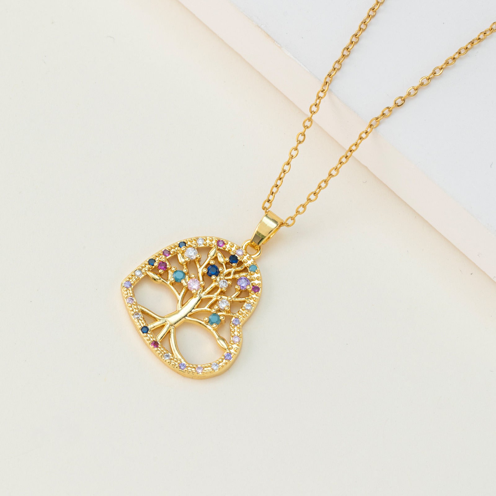 Creative Colorful Tree Of Life Pendant Necklace