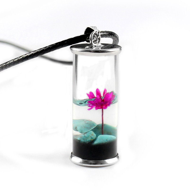 Natural Dried Flower Pendant Drip Glue Dried Flower Daisy Necklace