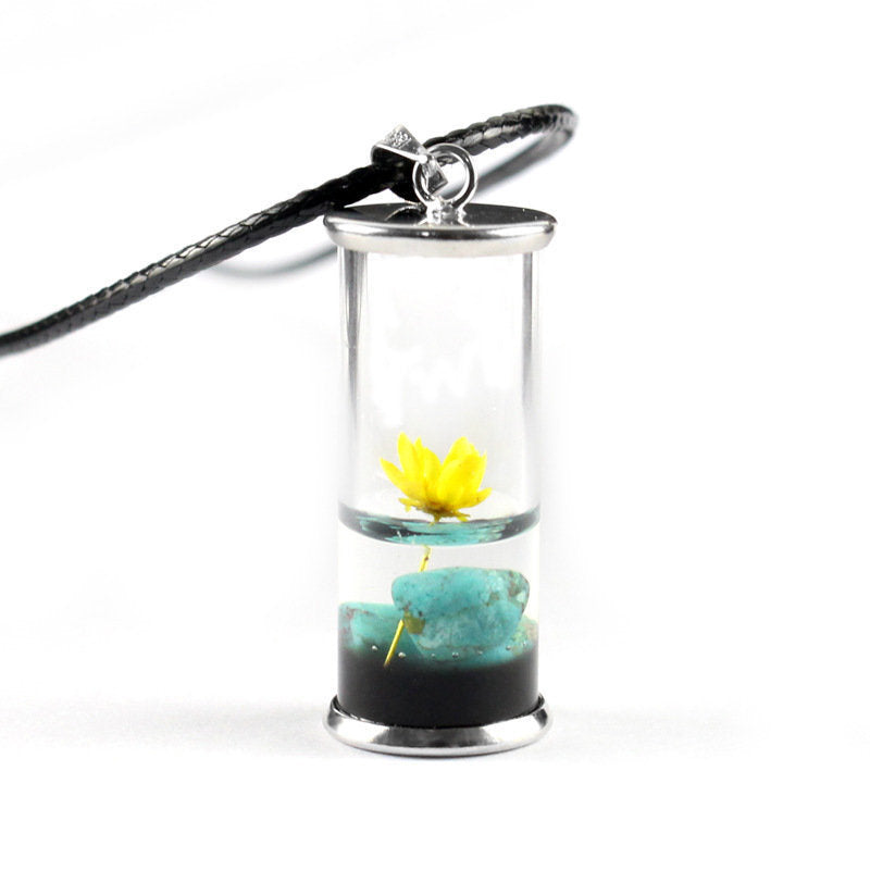 Natural Dried Flower Pendant Drip Glue Dried Flower Daisy Necklace