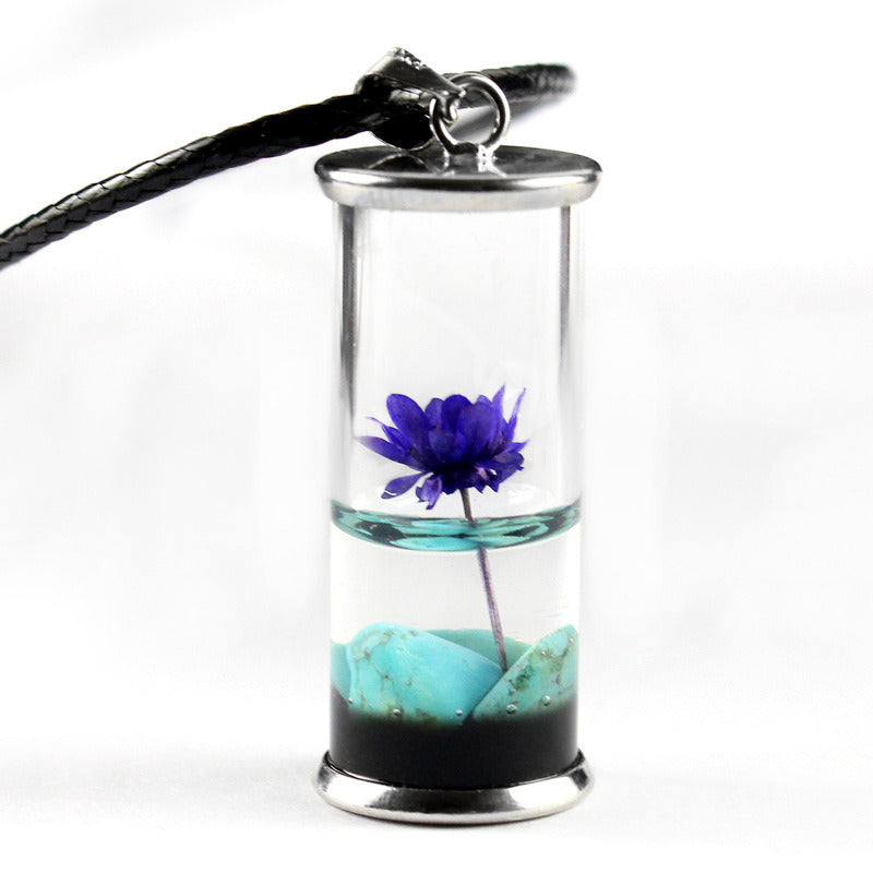 Natural Dried Flower Pendant Drip Glue Dried Flower Daisy Necklace