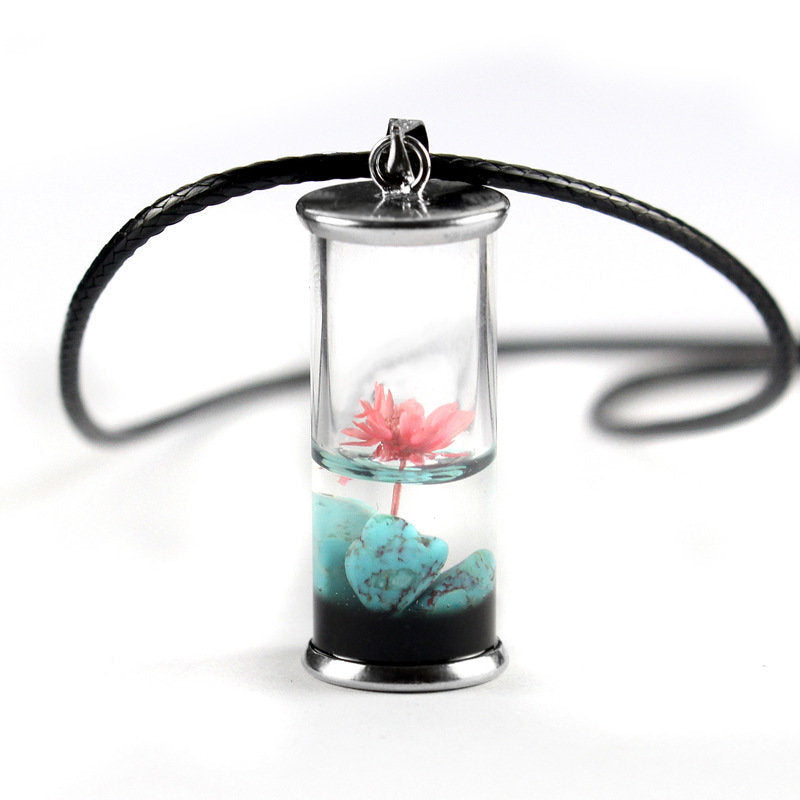 Natural Dried Flower Pendant Drip Glue Dried Flower Daisy Necklace