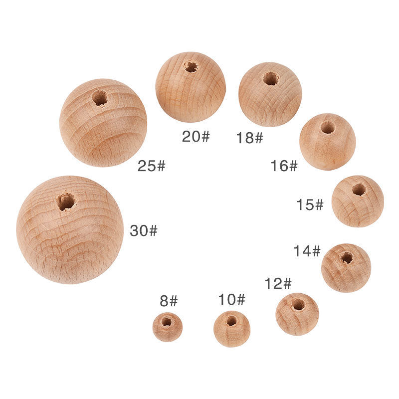 8-30MM Beech Round Beads Log Scattered Beads Diy Kids' Milk Beech Beads