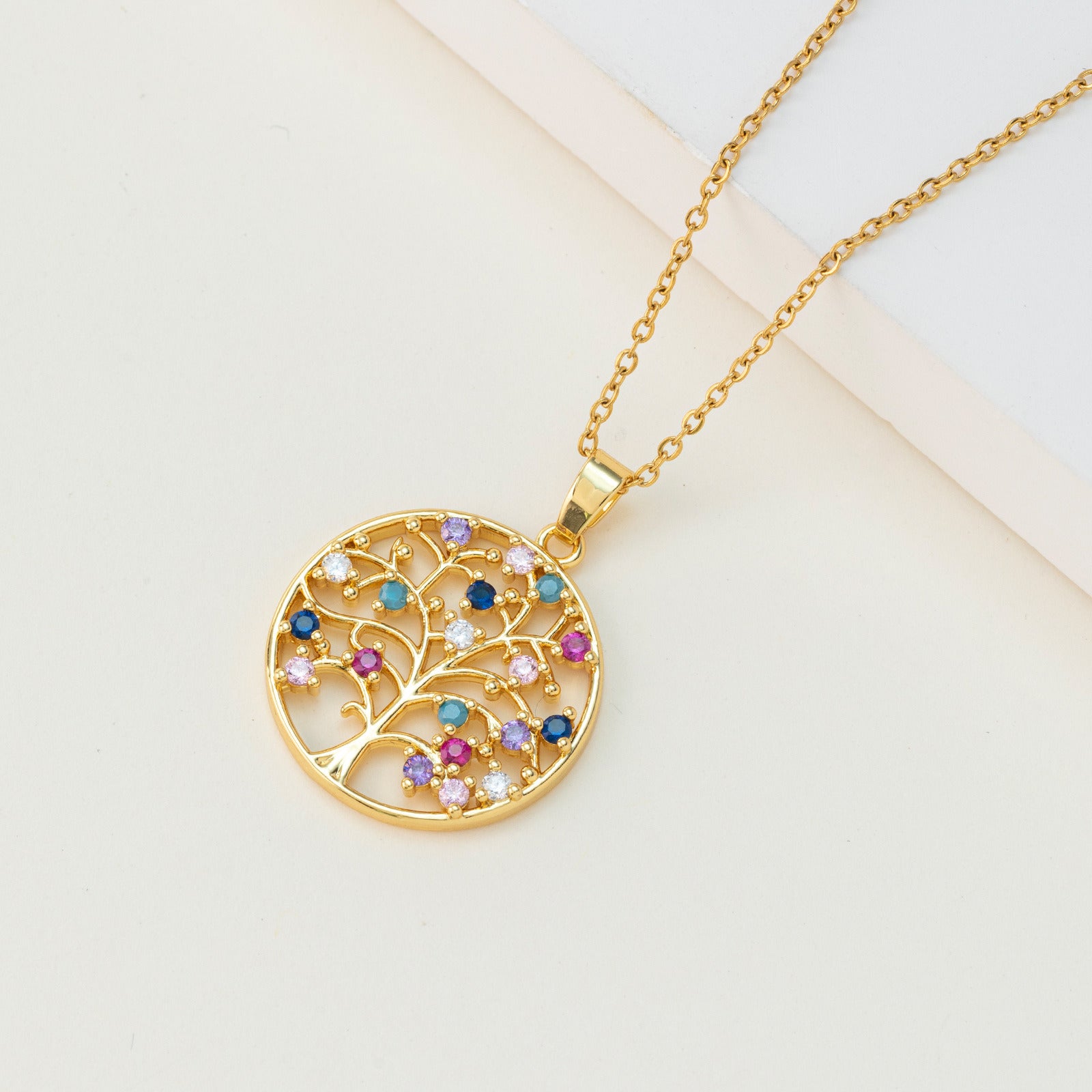 Creative Colorful Tree Of Life Pendant Necklace