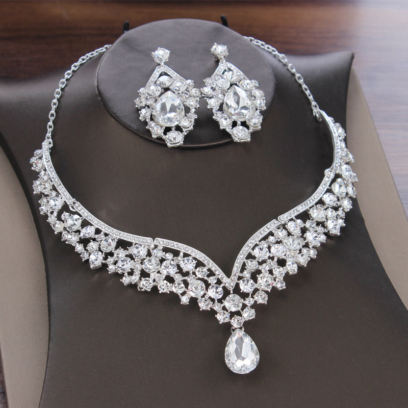 Bridal Crown Necklace Earrings Set Of Three