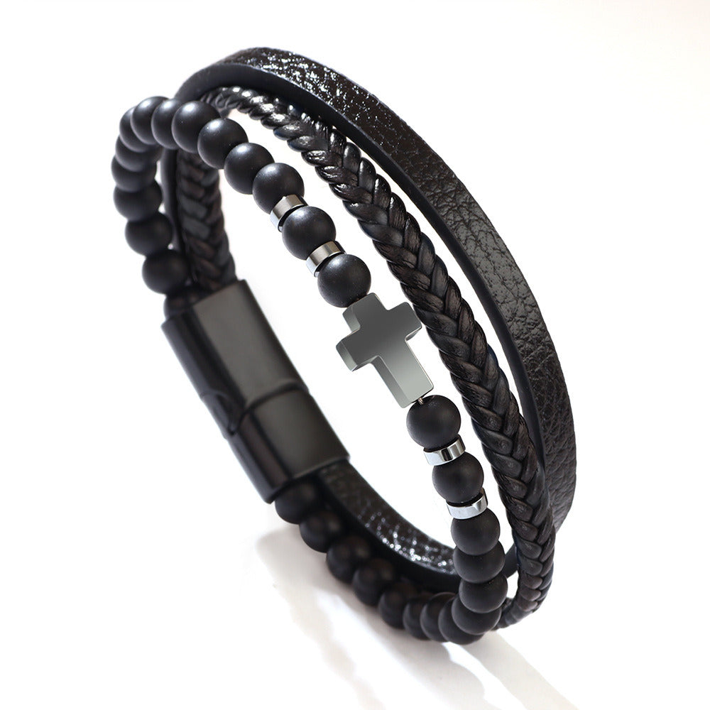 Fashion Personality Cross Multi-layer Metal Bracelet