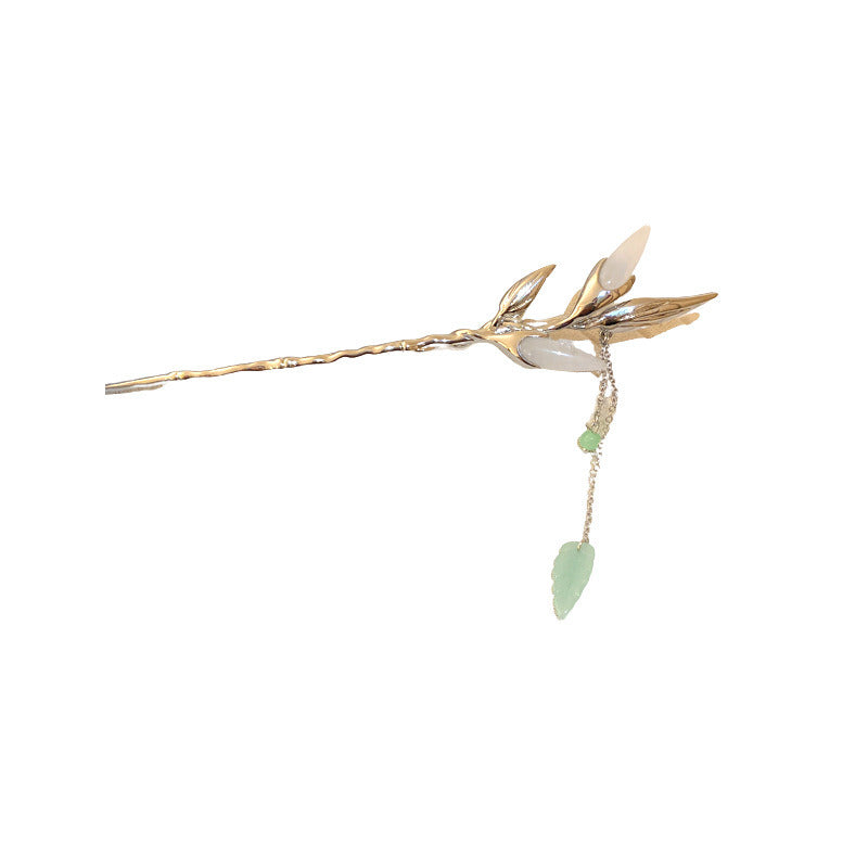 Trendy Alloy Hairpin With Leaf Tassels On The Back Of The Head