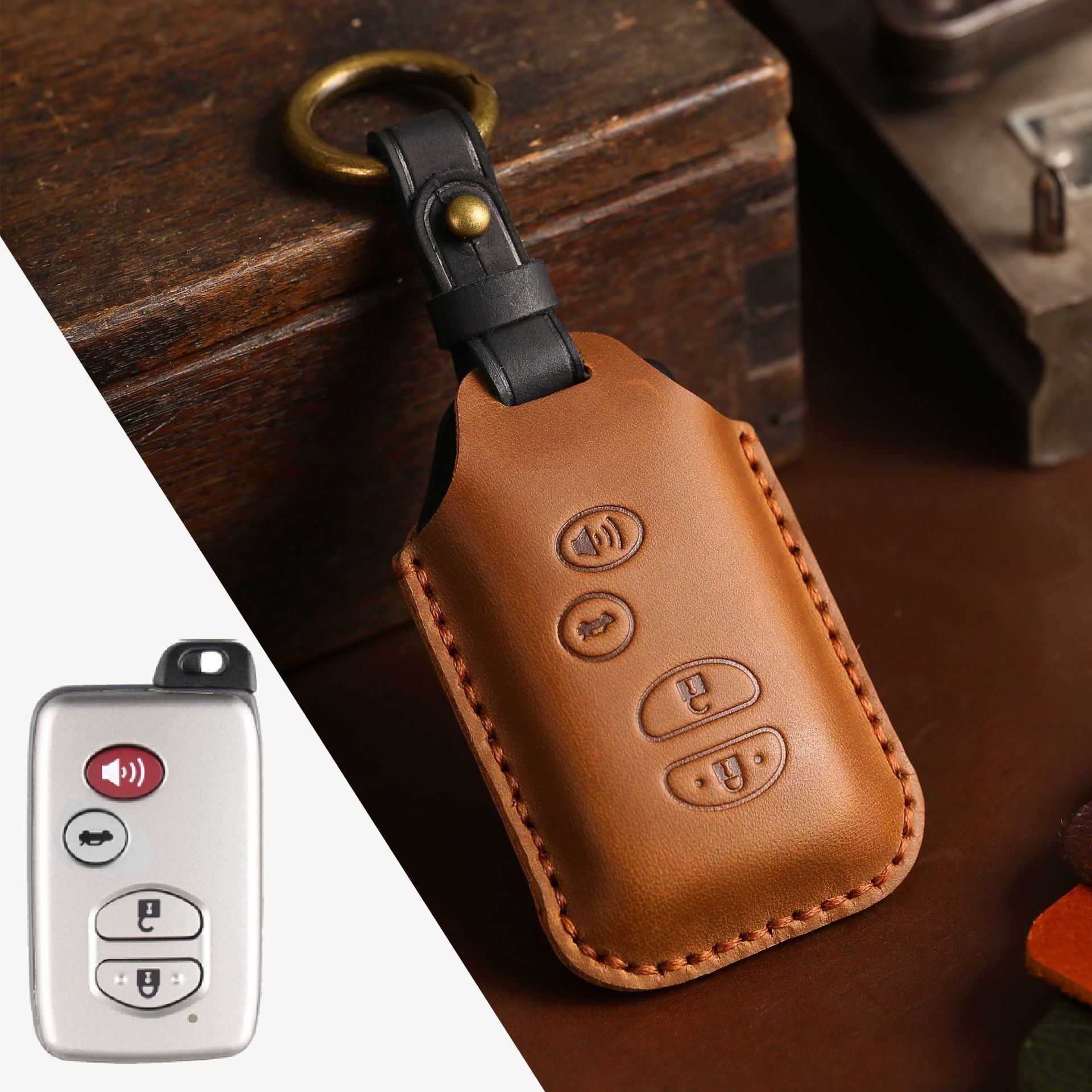 Simple Leather Car Key Case