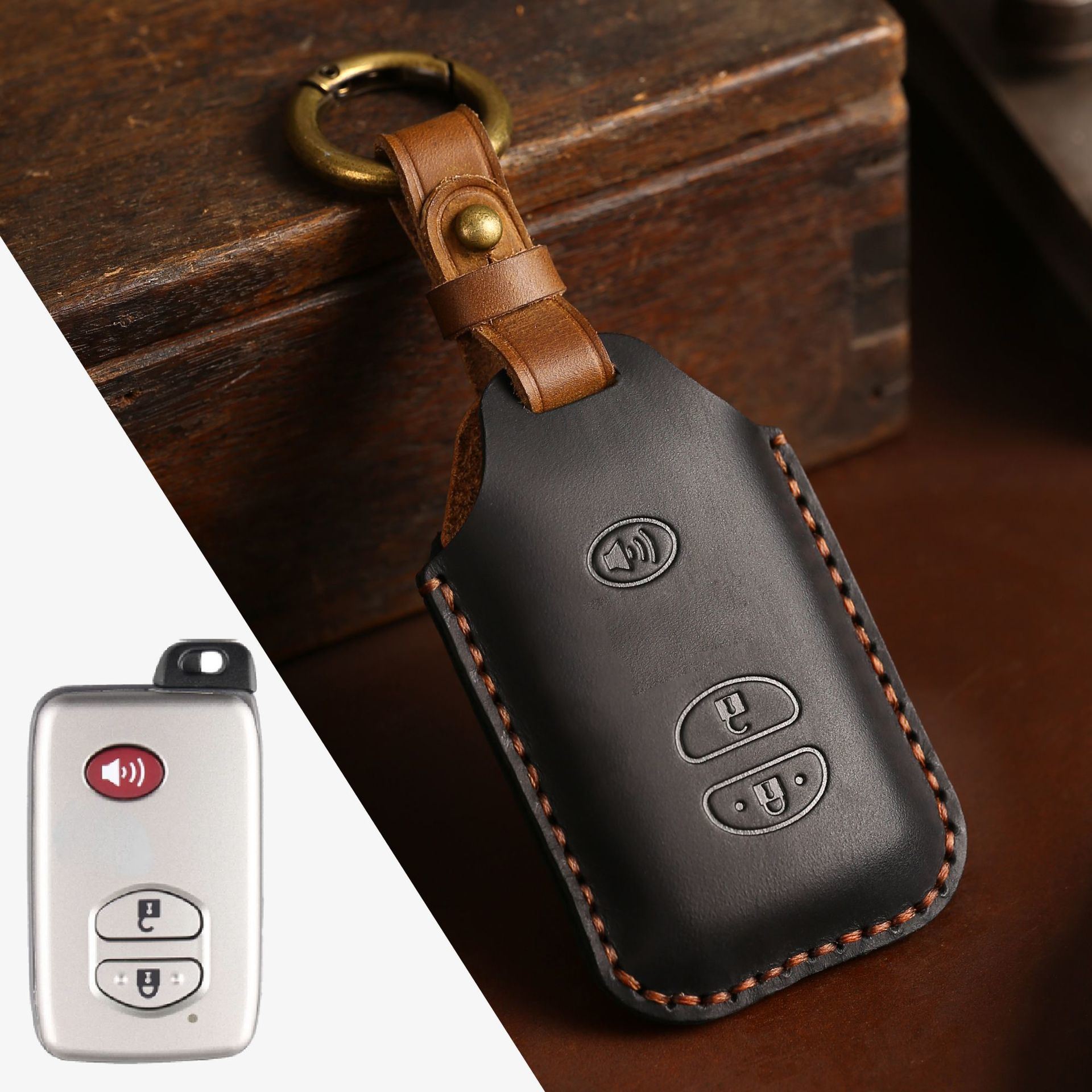 Simple Leather Car Key Case