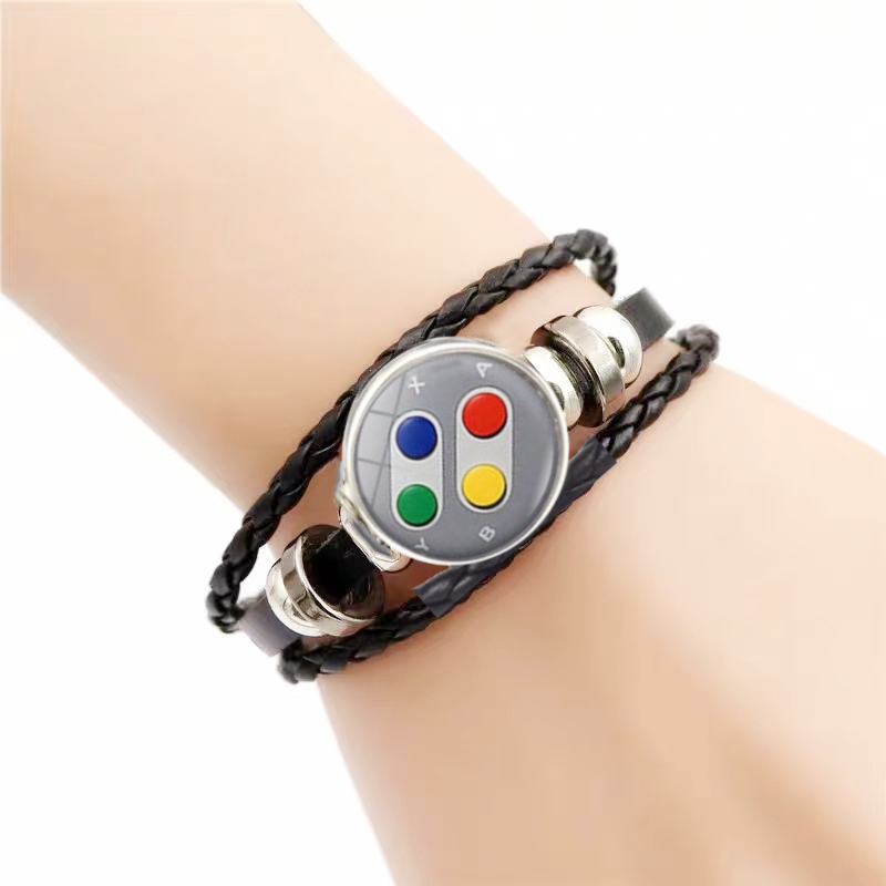 Game Controller Snap Leather Bracelet Men And Women Fashion Personalized Bracelet Handmade Multi-layer Beaded Weave Carrying Strap