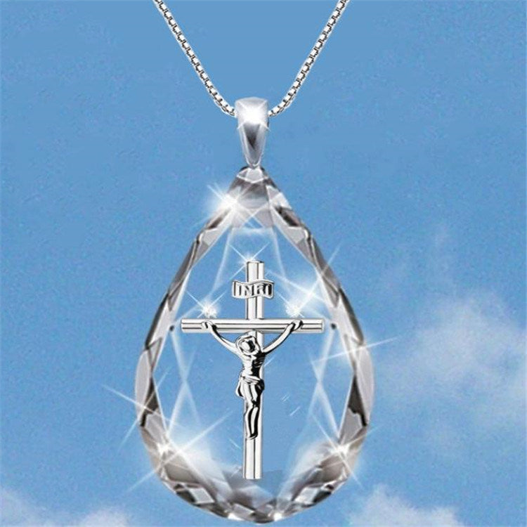 European And American Fashion Crystal Cross Necklace