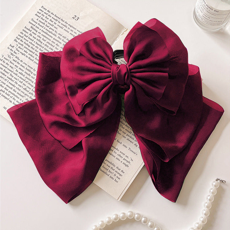 French Satin Super Multi Layer Bow Ribbon Hairpin