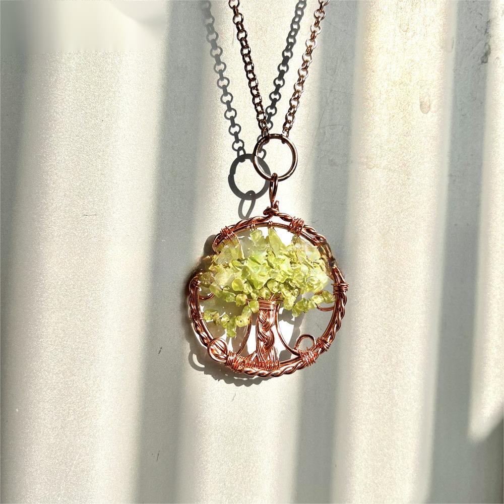 Crushed Stone Crystal Winding Pendant Necklace