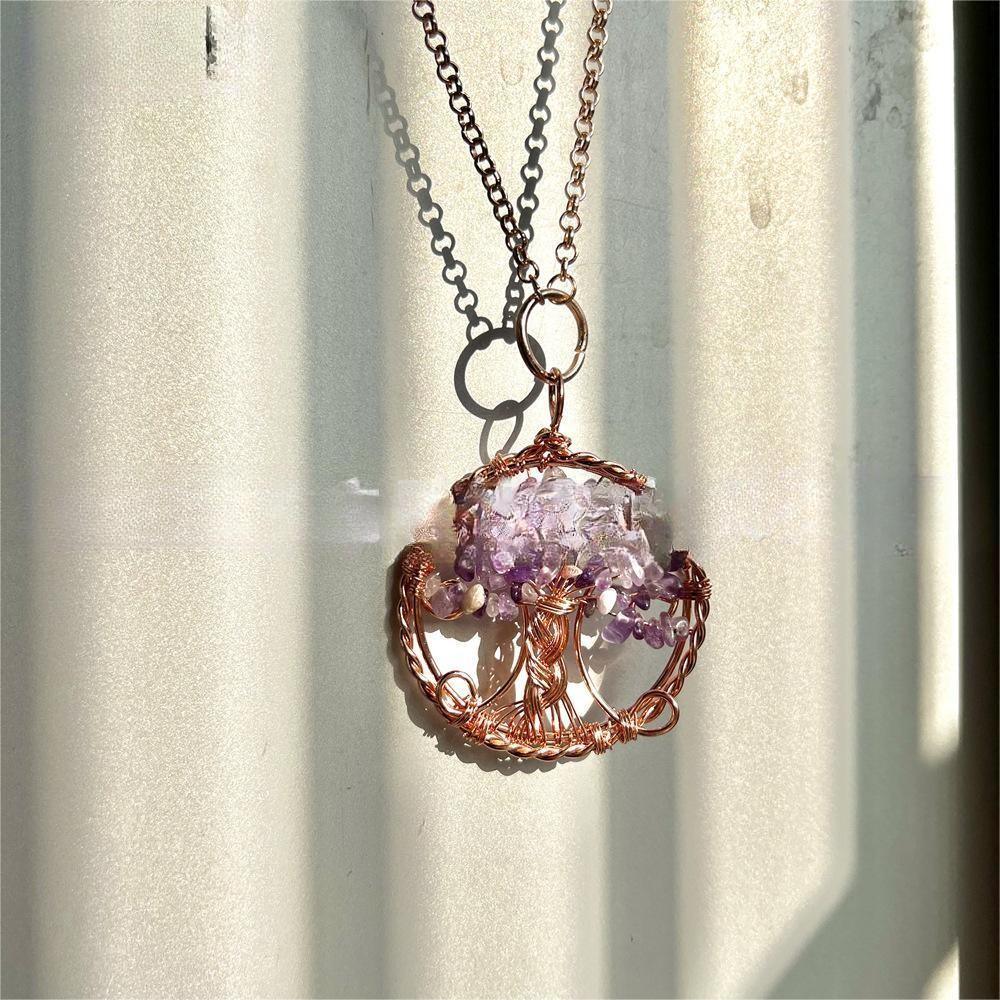 Crushed Stone Crystal Winding Pendant Necklace