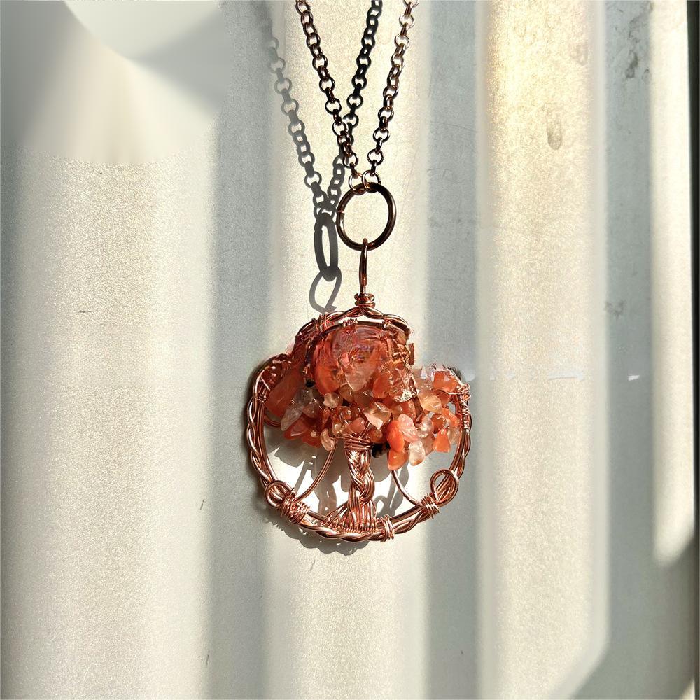 Crushed Stone Crystal Winding Pendant Necklace