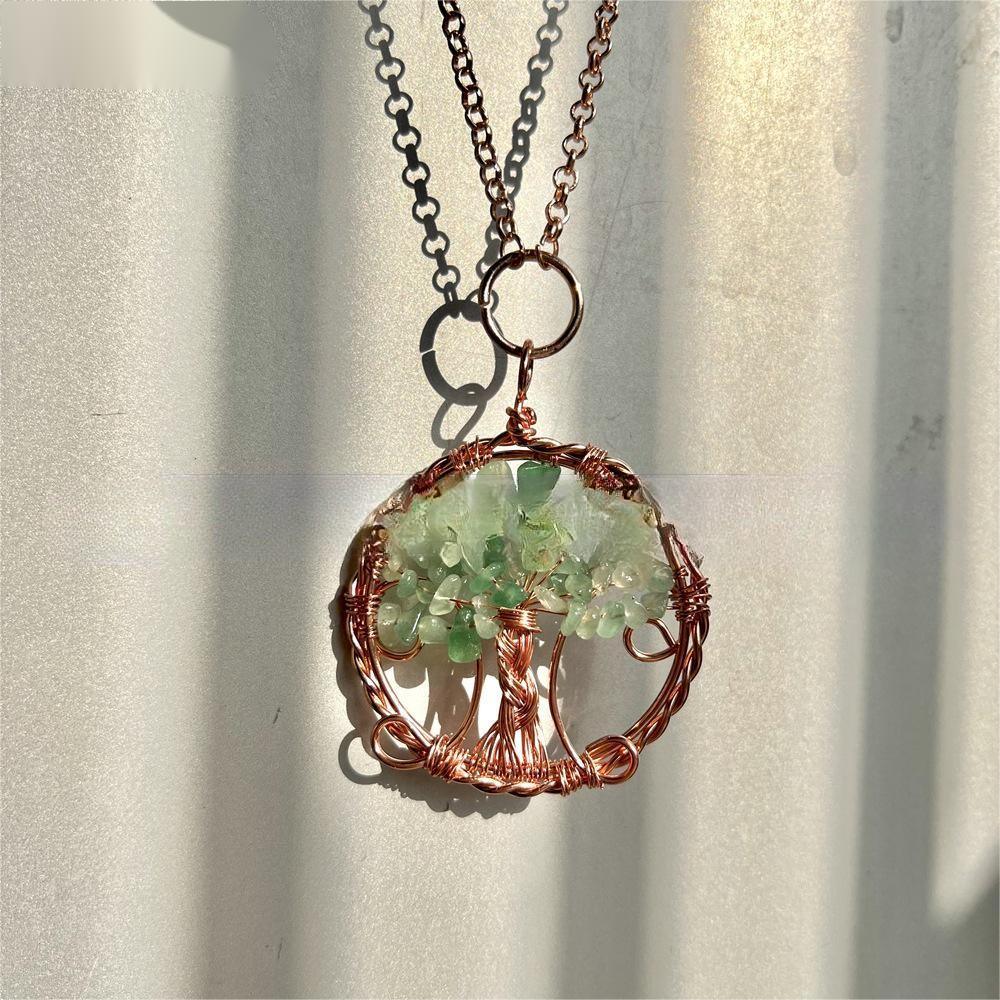 Crushed Stone Crystal Winding Pendant Necklace