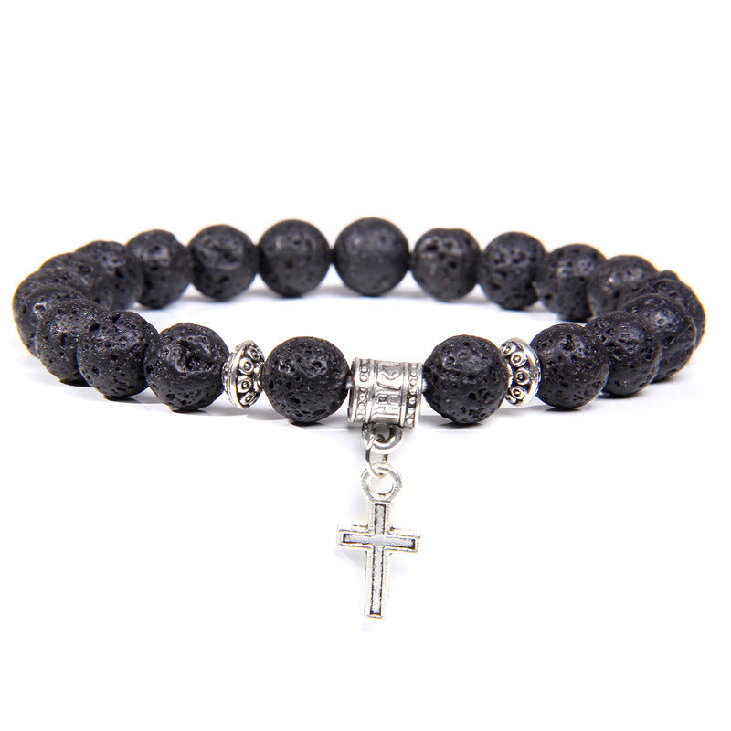 Black Agate Beads Bracelet Fashion Volcanic Rock Beaded Bracelet